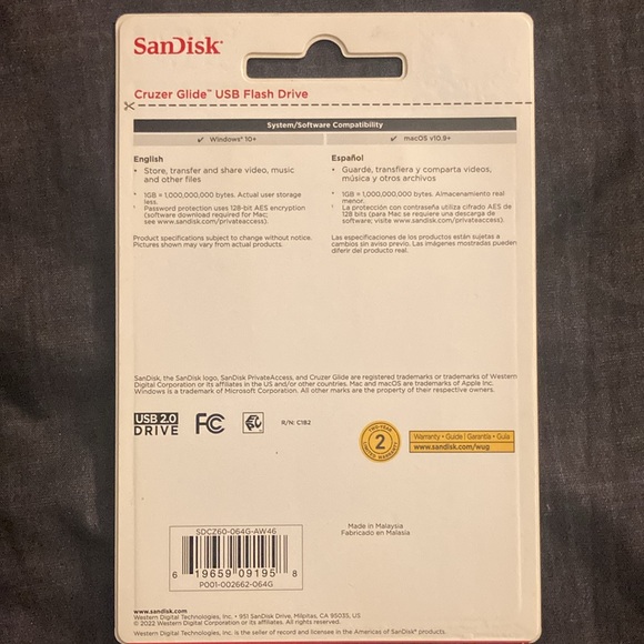 64 GB SanDisk Flash Drive - Picture 2 of 2